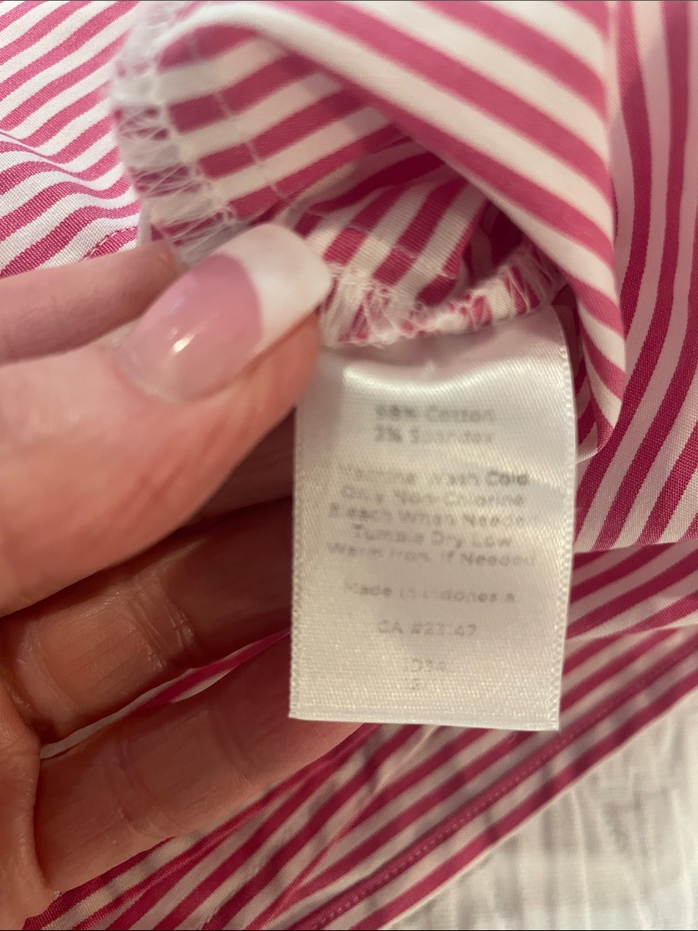 Talbots Pink & White Striped Sleeveless Top with Beaded Neckline - Picture 7 of 7